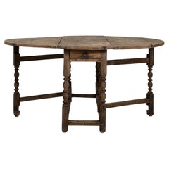 19th Century French Provincial Drop-Leaf Table in Dark Walnut