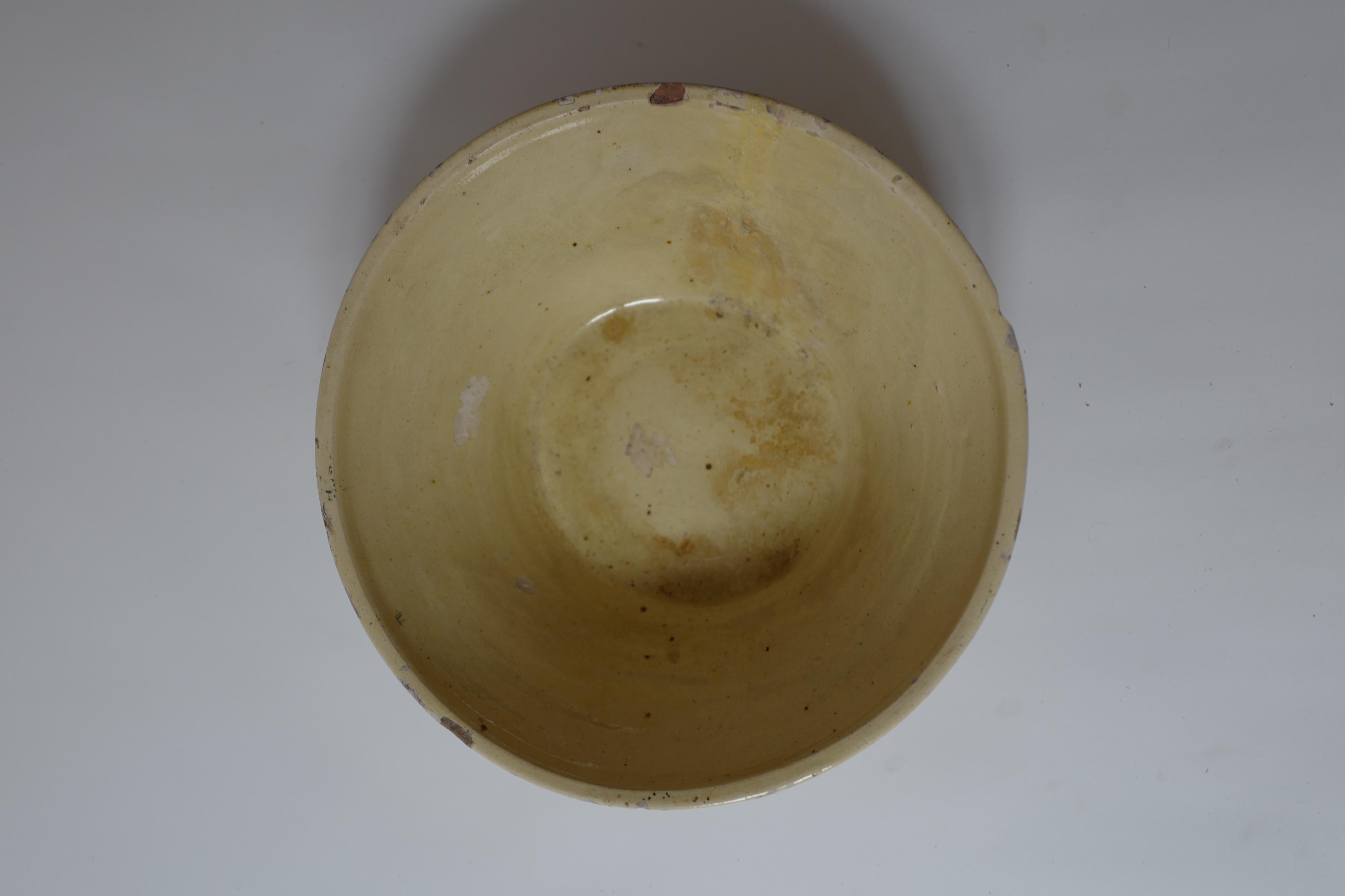 French Provincial 19th Century Yellow French Terracotta Tian Bowl Provincial For Sale