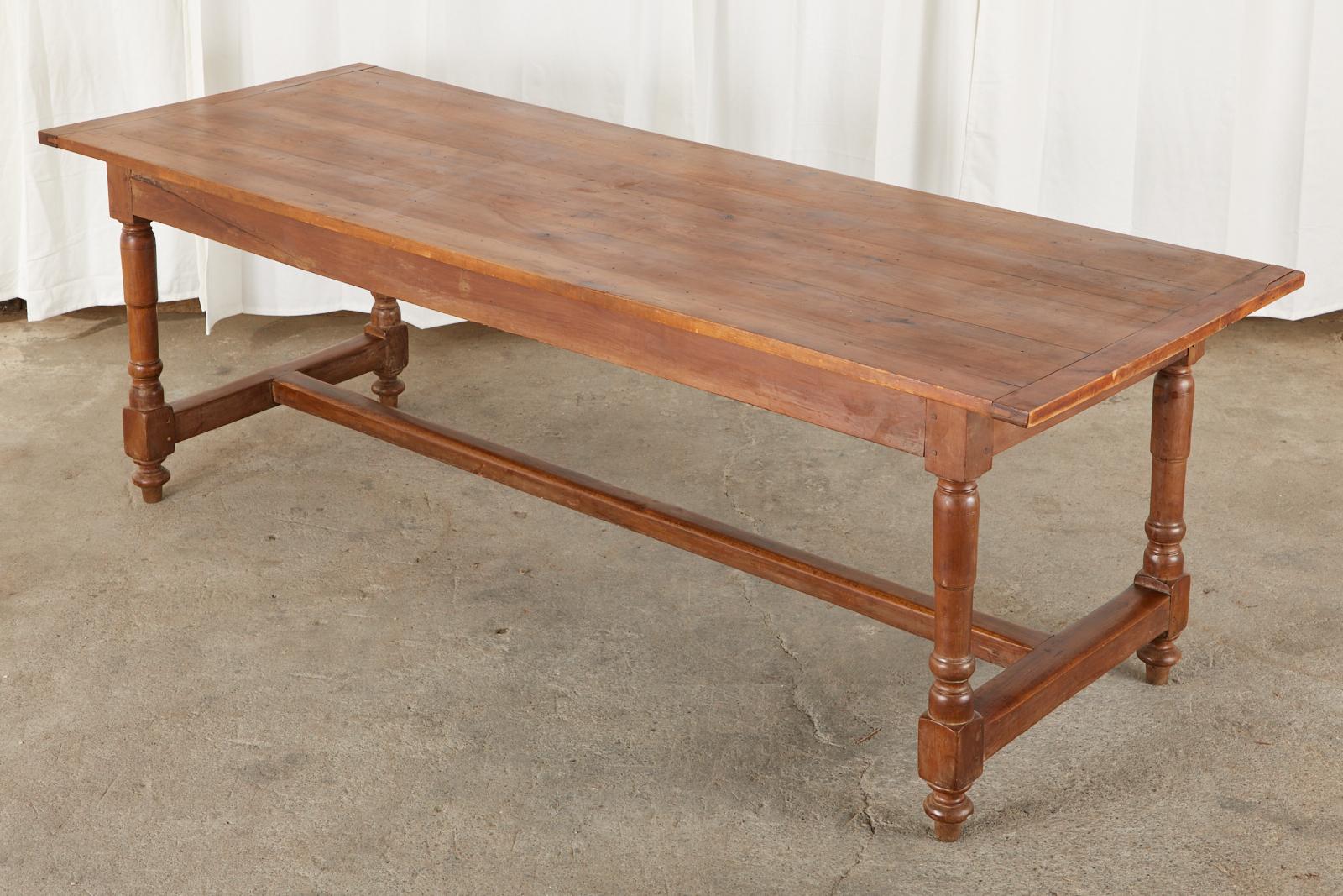 Hand-Crafted 19th Century French Provincial Farmhouse Fruitwood Trestle Table