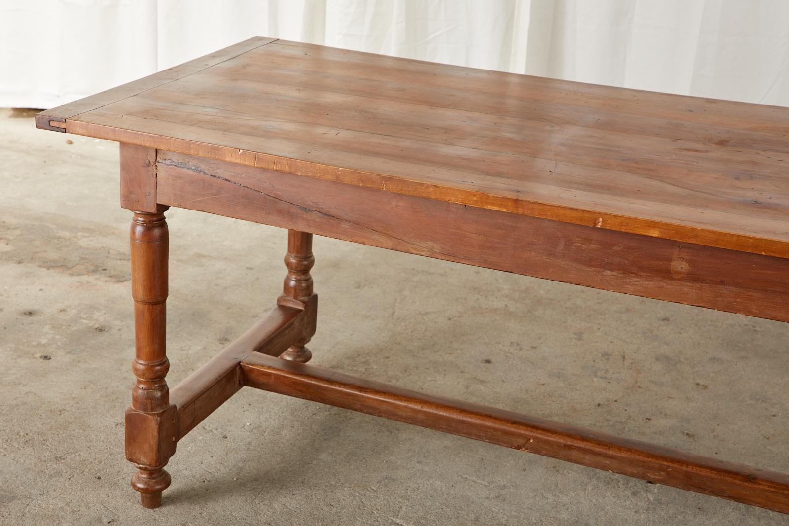 19th Century French Provincial Farmhouse Fruitwood Trestle Table 4