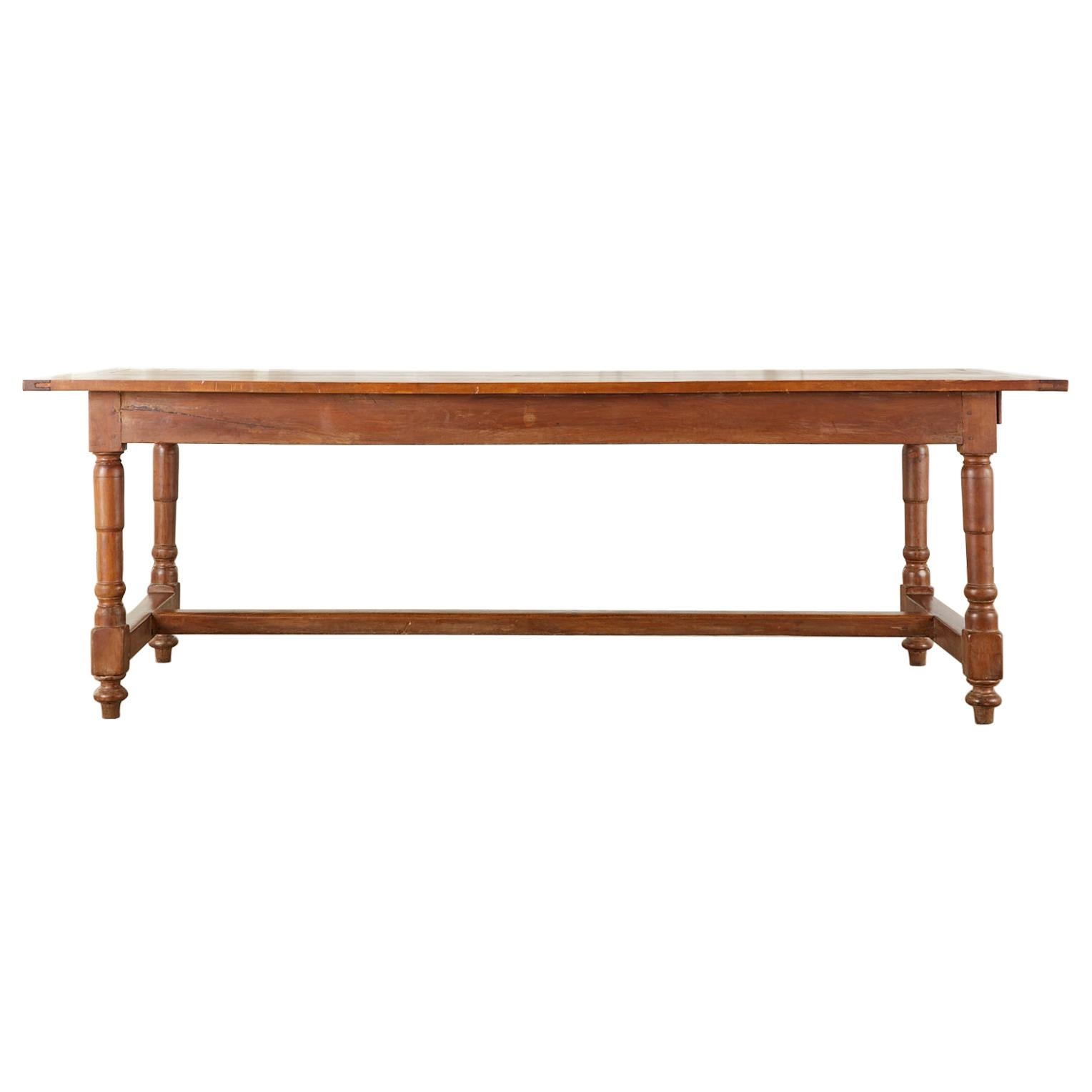 19th Century French Provincial Farmhouse Fruitwood Trestle Table