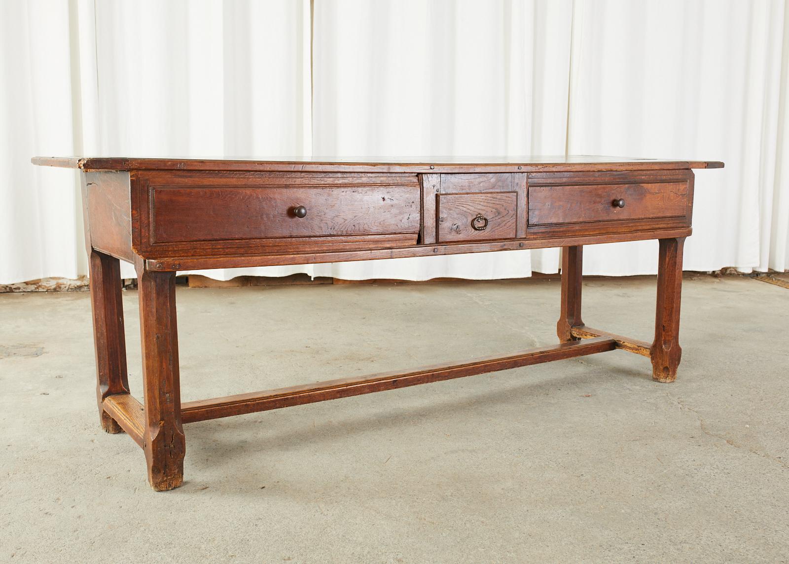 Hand-Crafted 19th Century French Provincial Farmhouse Work Table or Console