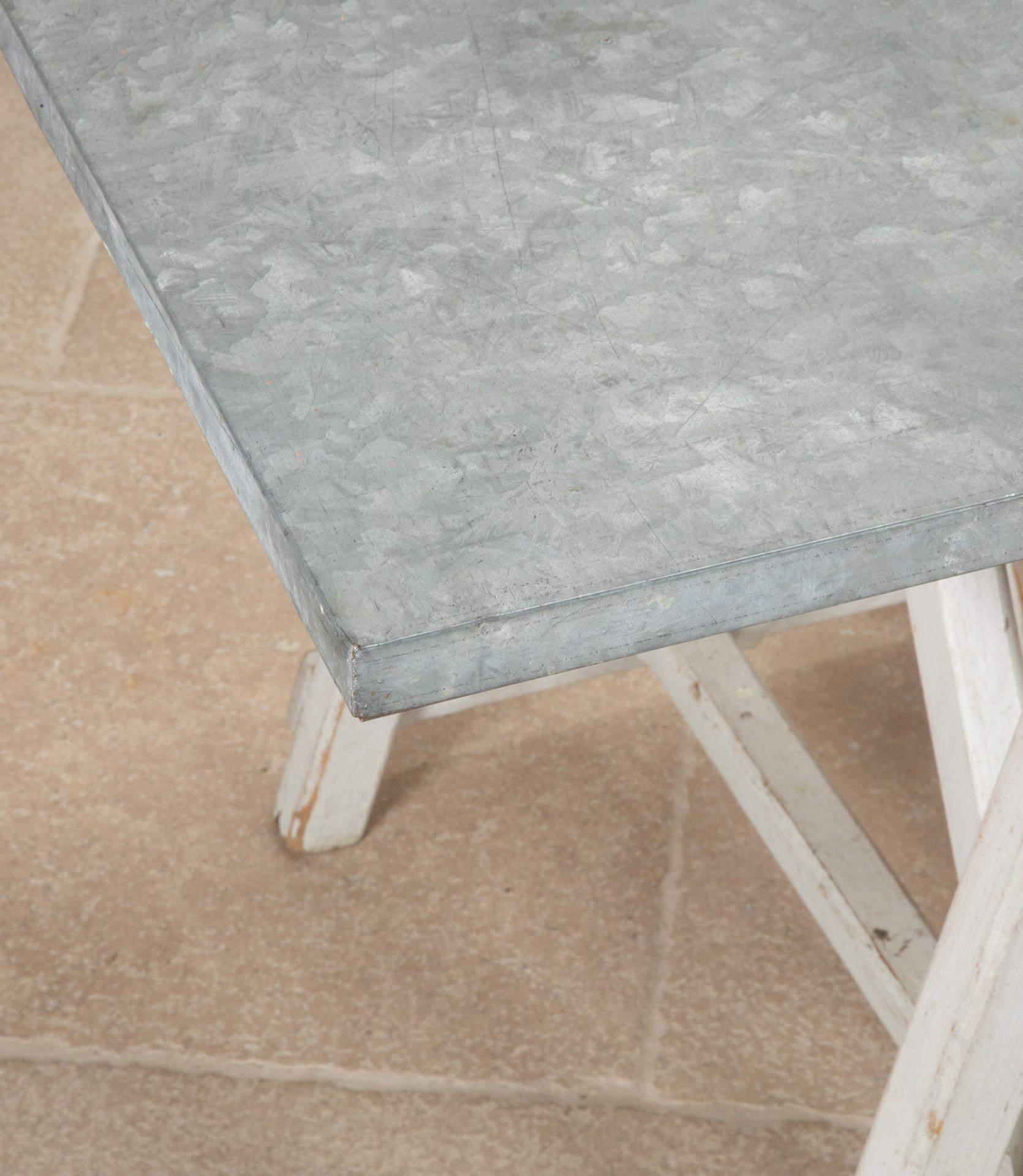 19th Century French Provincial Florists Trestle Table with Later Zinc Top For Sale 4