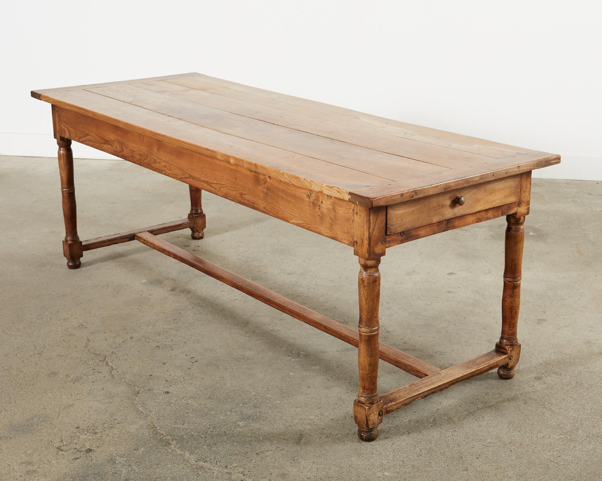 19th Century French Provincial Fruitwood Farmhouse Trestle Dining Table  For Sale 11