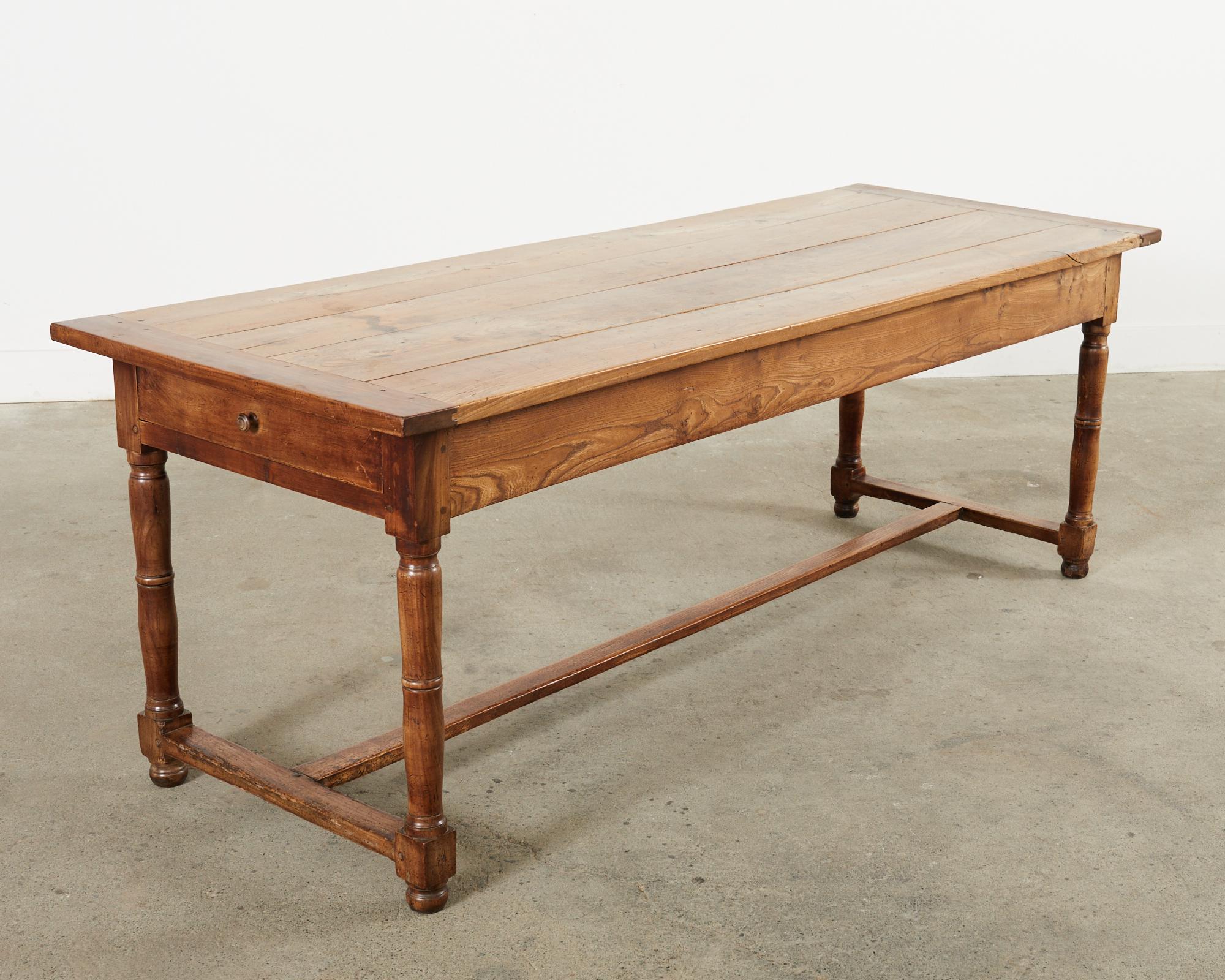 19th Century French Provincial Fruitwood Farmhouse Trestle Dining Table  For Sale 15