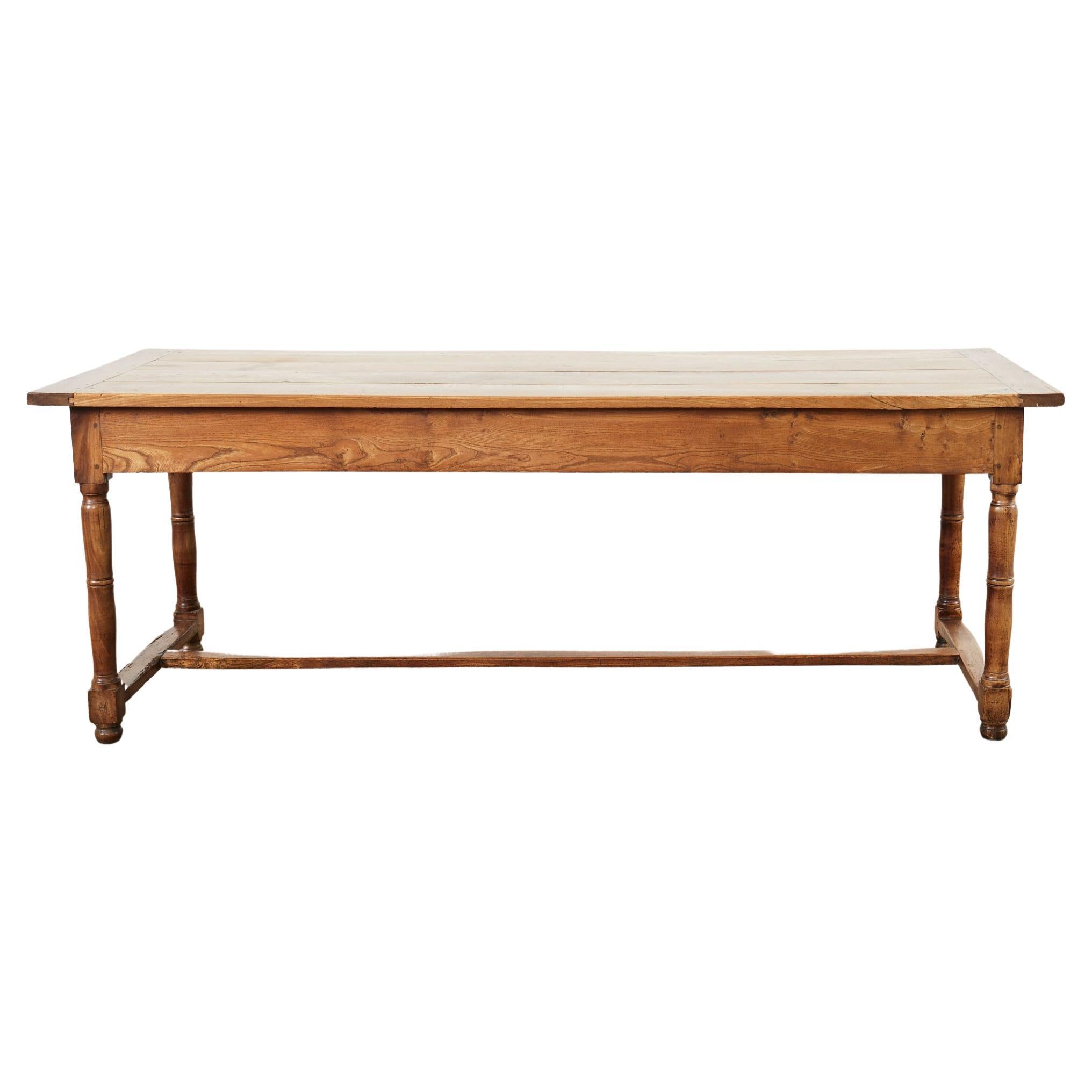 19th Century French Provincial Fruitwood Farmhouse Trestle Dining Table  For Sale