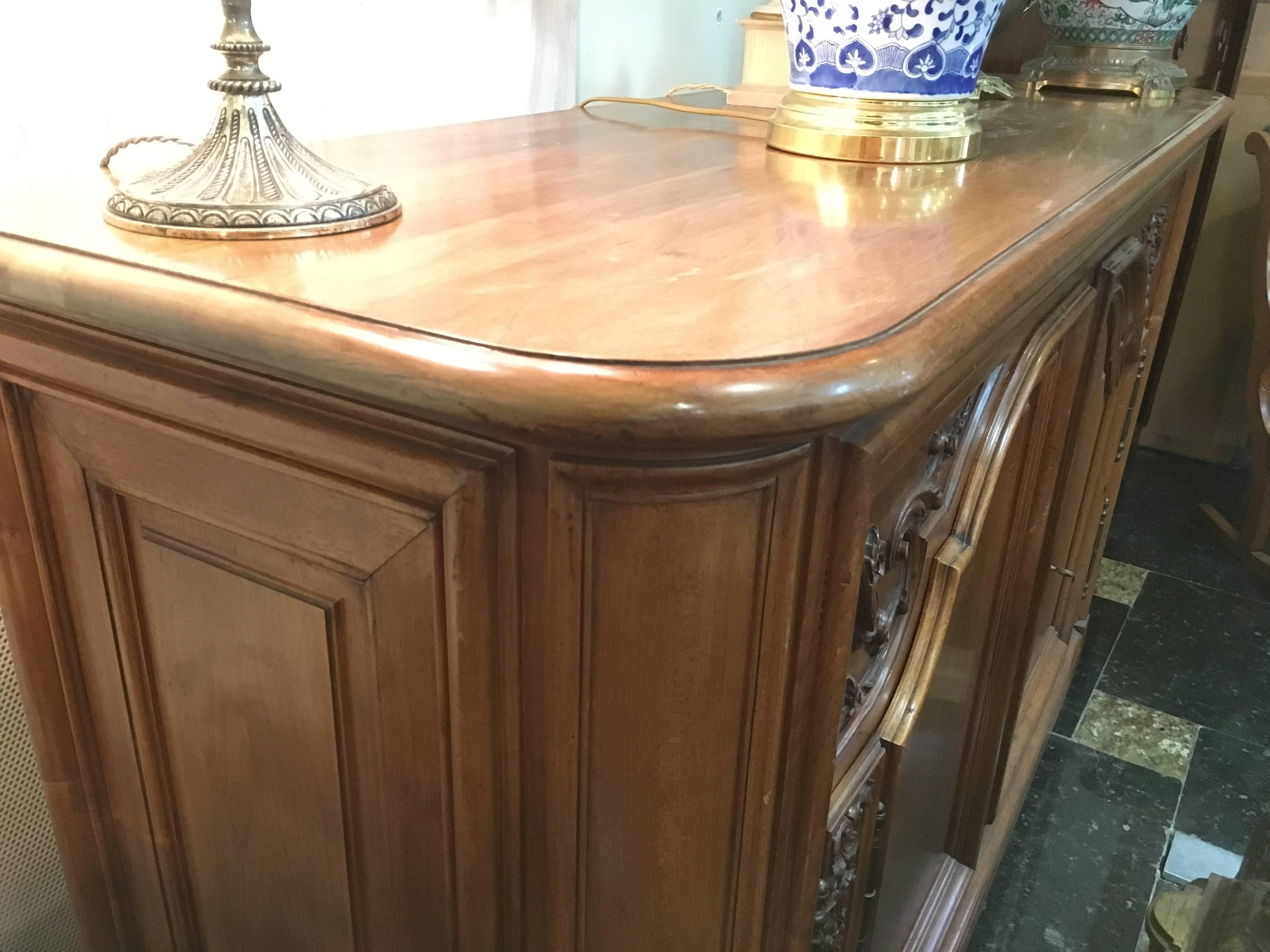 19th Century French Provincial Hand-Carved Walnut Sideboard For Sale 4