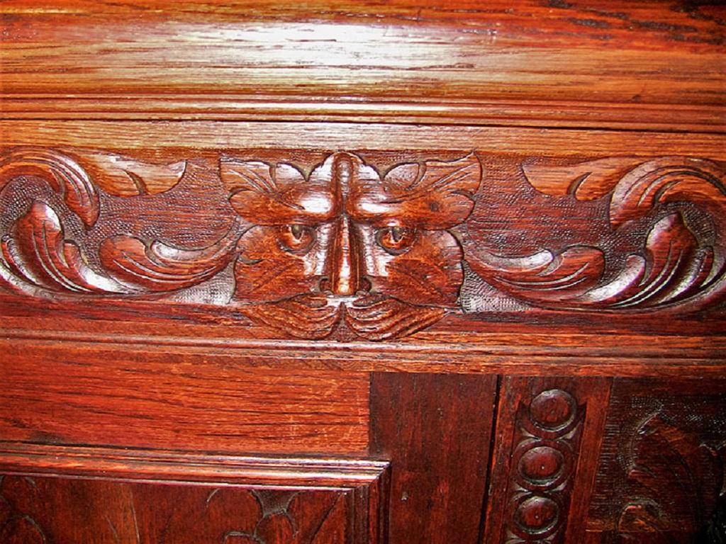 19th Century French Provincial Highly Carved Oak Dining Buffet 1