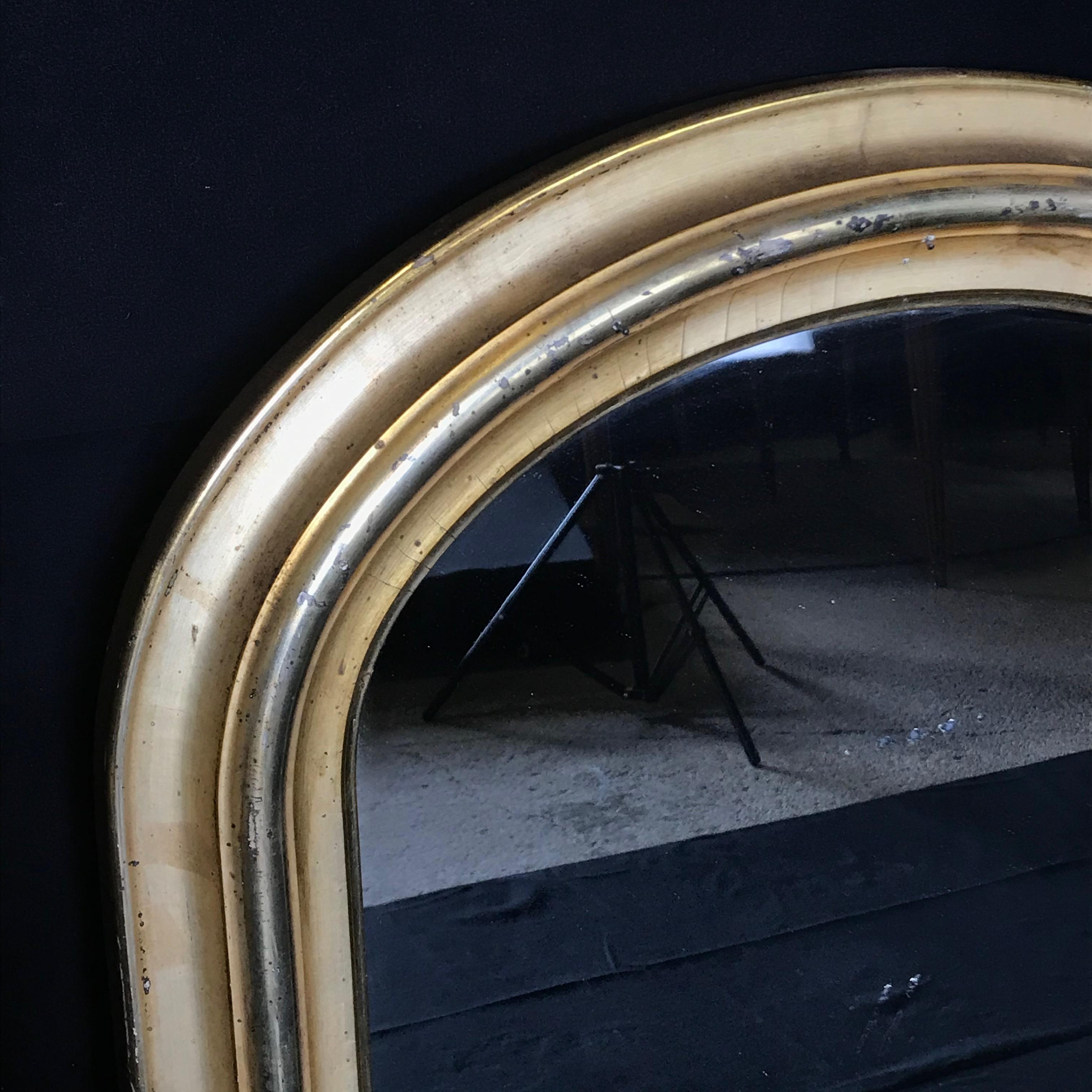 19th Century French Provincial Louis Philippe Lemon Gilt Framed Mirror In Good Condition In Hopewell, NJ