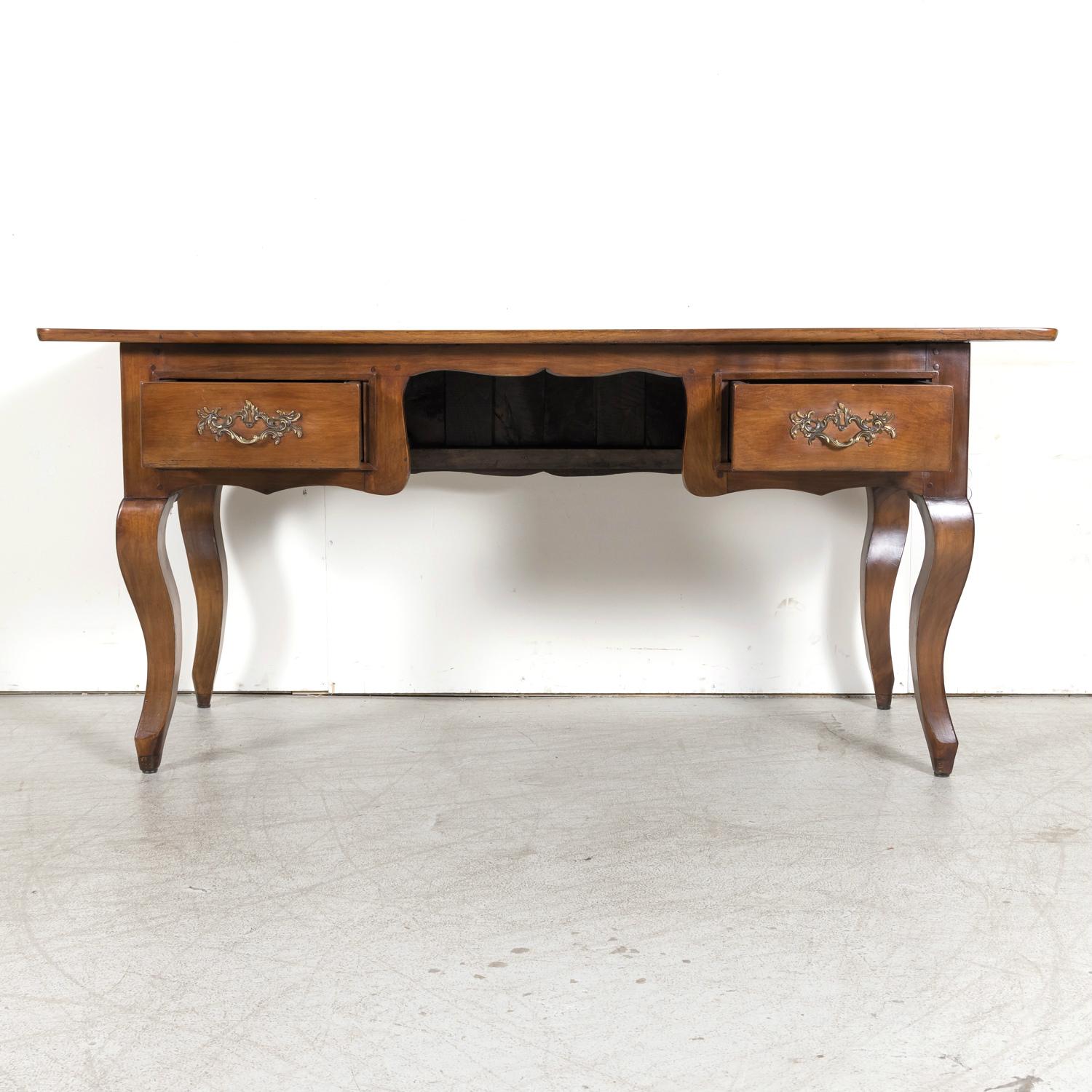 19th Century French Provincial Louis XV Style Cherry Bureau Plat or Writing Desk For Sale 2