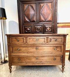 19th Century French Provincial Louis XVI Walnut Dresser Commode