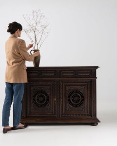 19th Century French Provincial Mahogany Buffet with Carved Bun Feet