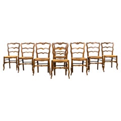 Sillas de Comedor Provinciales Francesas de Arce del Siglo XIX con Asientos de Óxido - Lote de 8