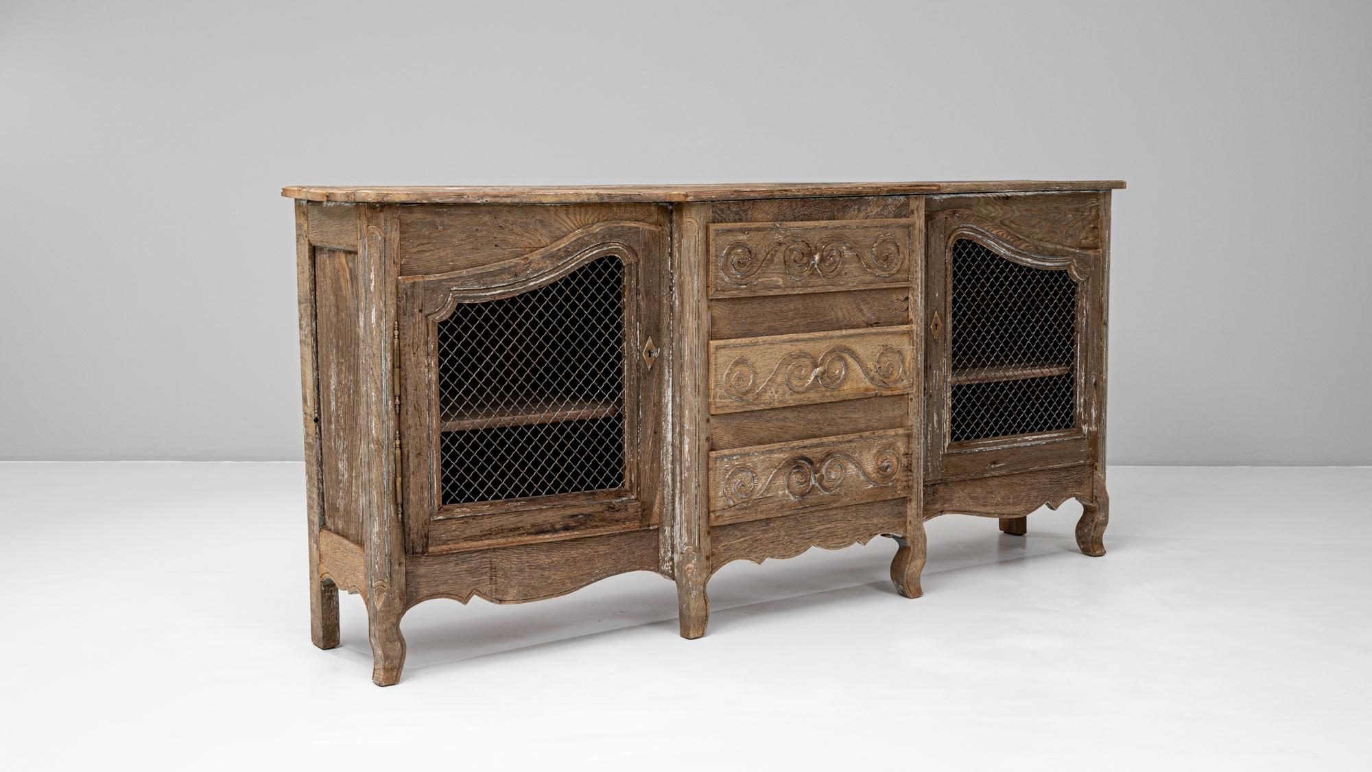 19th Century French Provincial Mesh-Door Buffet with Carved Drawers For Sale 5