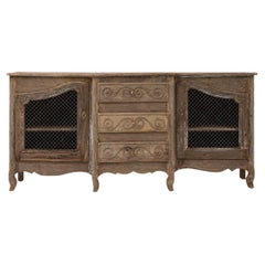 19th Century French Provincial Mesh-Door Buffet with Carved Drawers