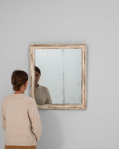 19th Century French Provincial Mirror with Distressed White Frame