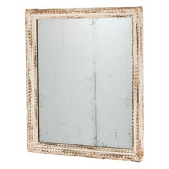 19th Century French Provincial Mirror with Distressed White Frame