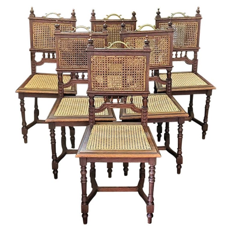 19th Century French Provincial Oak Cane Dining Chairs at 1stDibs