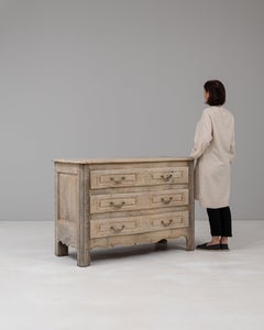 19th Century French Provincial Oak Chest of Drawers with Brass Pulls
