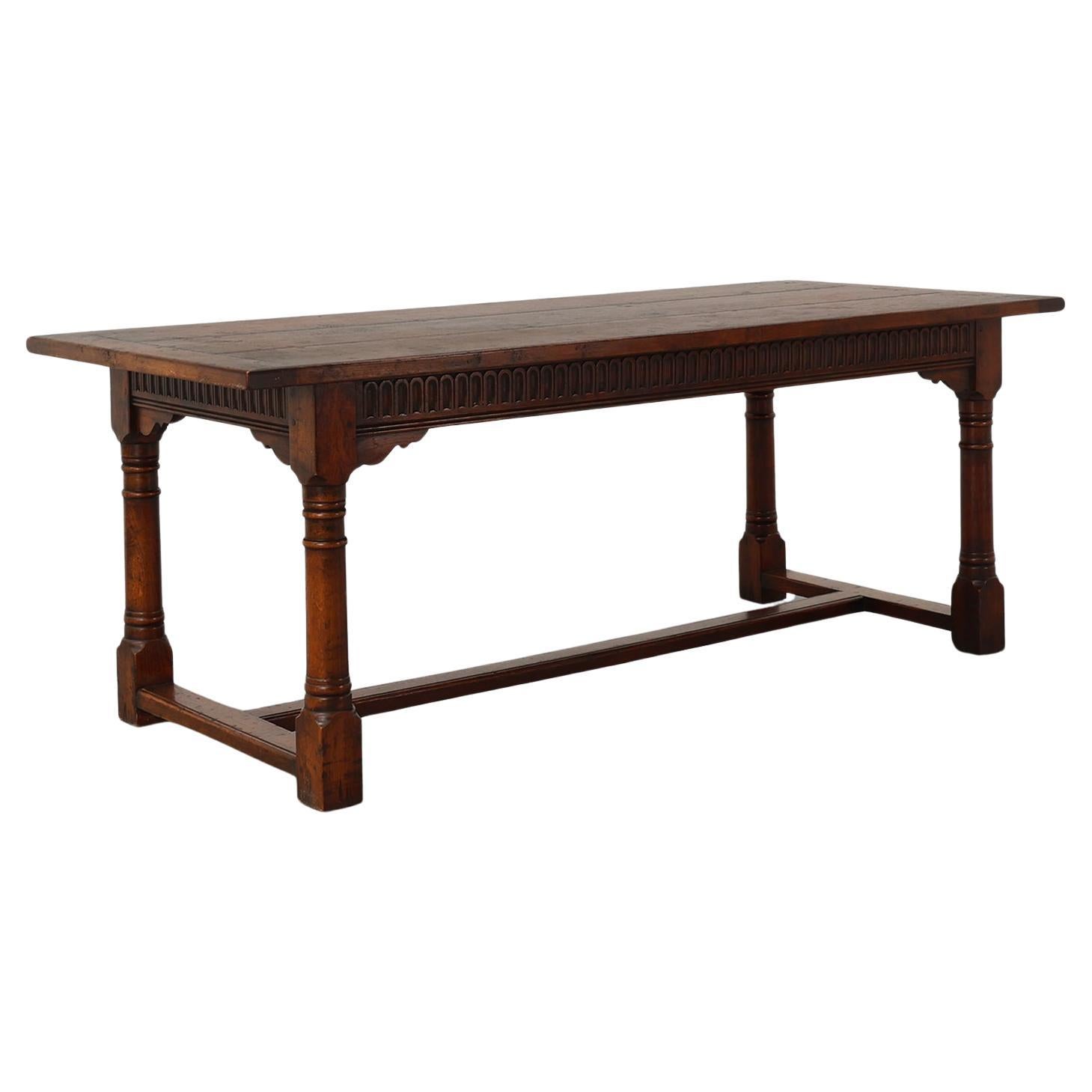 19th-Century French Provincial Oak Dining Table For Sale