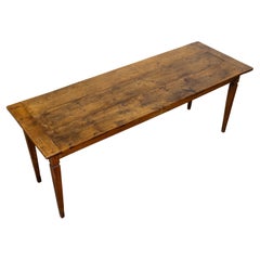 19th Century French Provincial Oak Farmhouse Dining Table with Tapered Legs