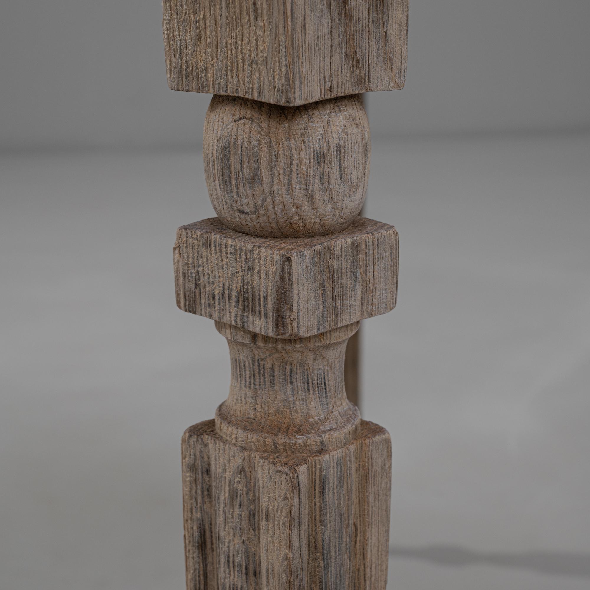 19th Century French Provincial Oak Side Table with Single Drawer For Sale 9