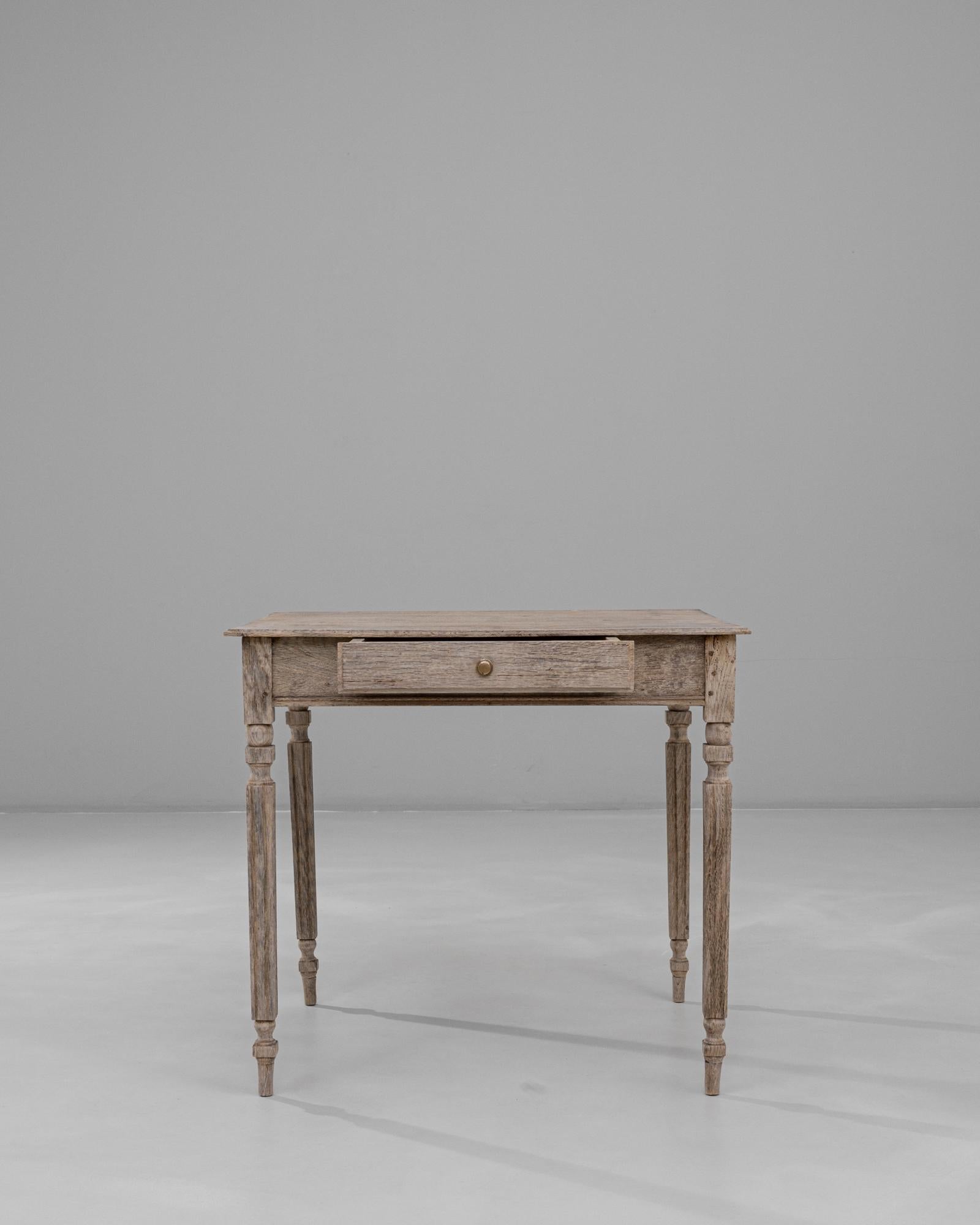 19th Century French Provincial Oak Side Table with Single Drawer In Good Condition For Sale In High Point, NC