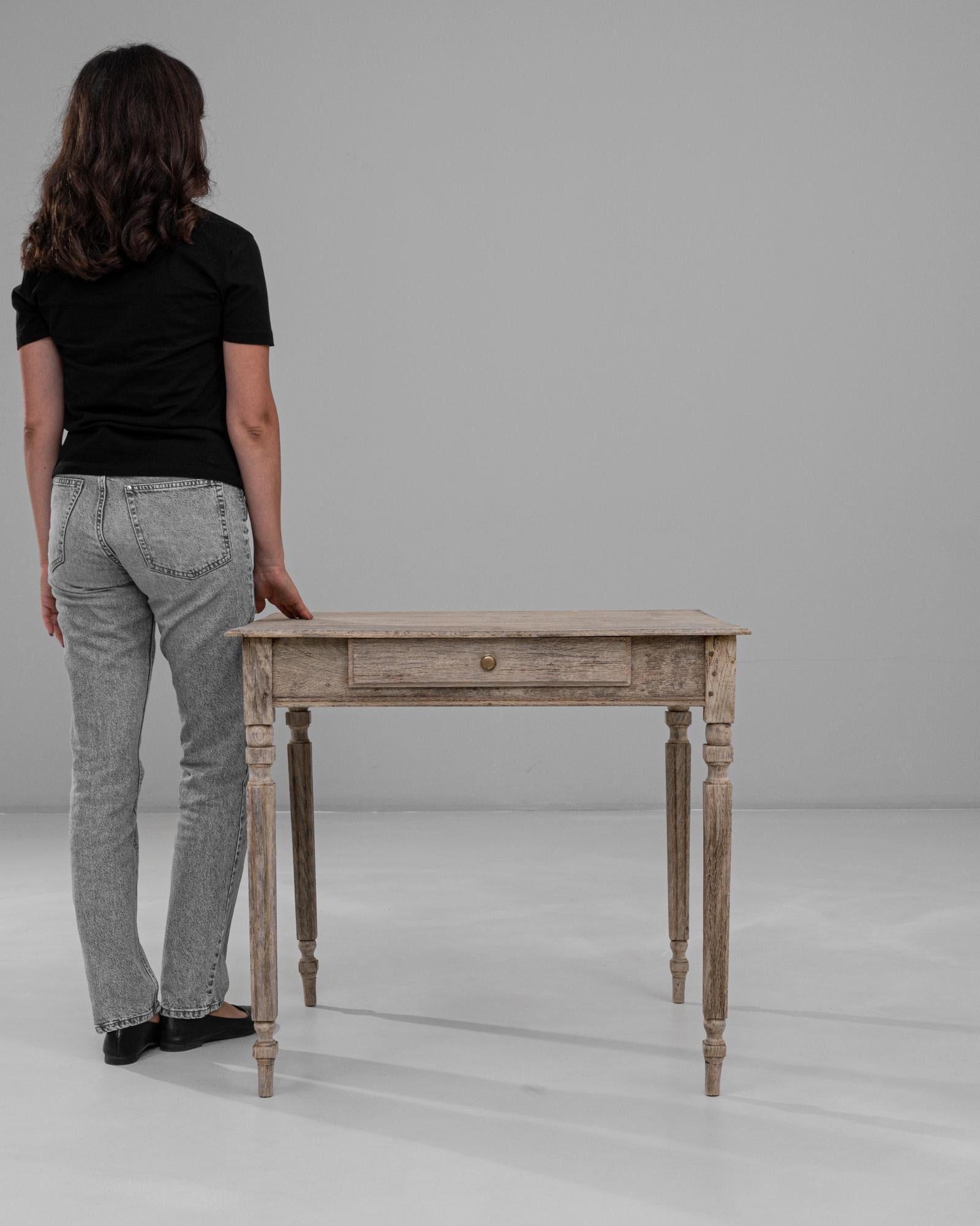 19th Century French Provincial Oak Side Table with Single Drawer For Sale 1