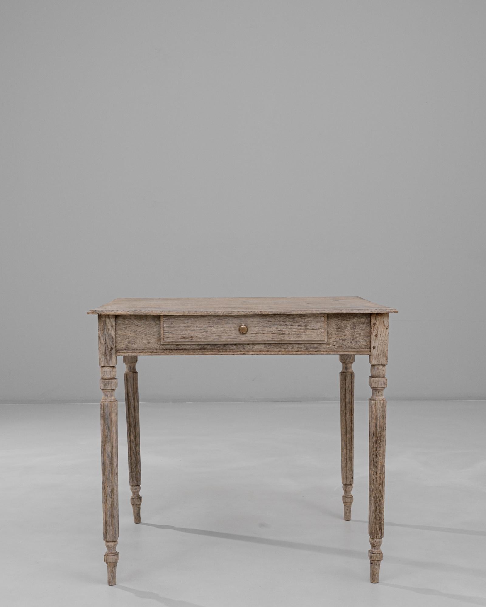 19th Century French Provincial Oak Side Table with Single Drawer For Sale 2