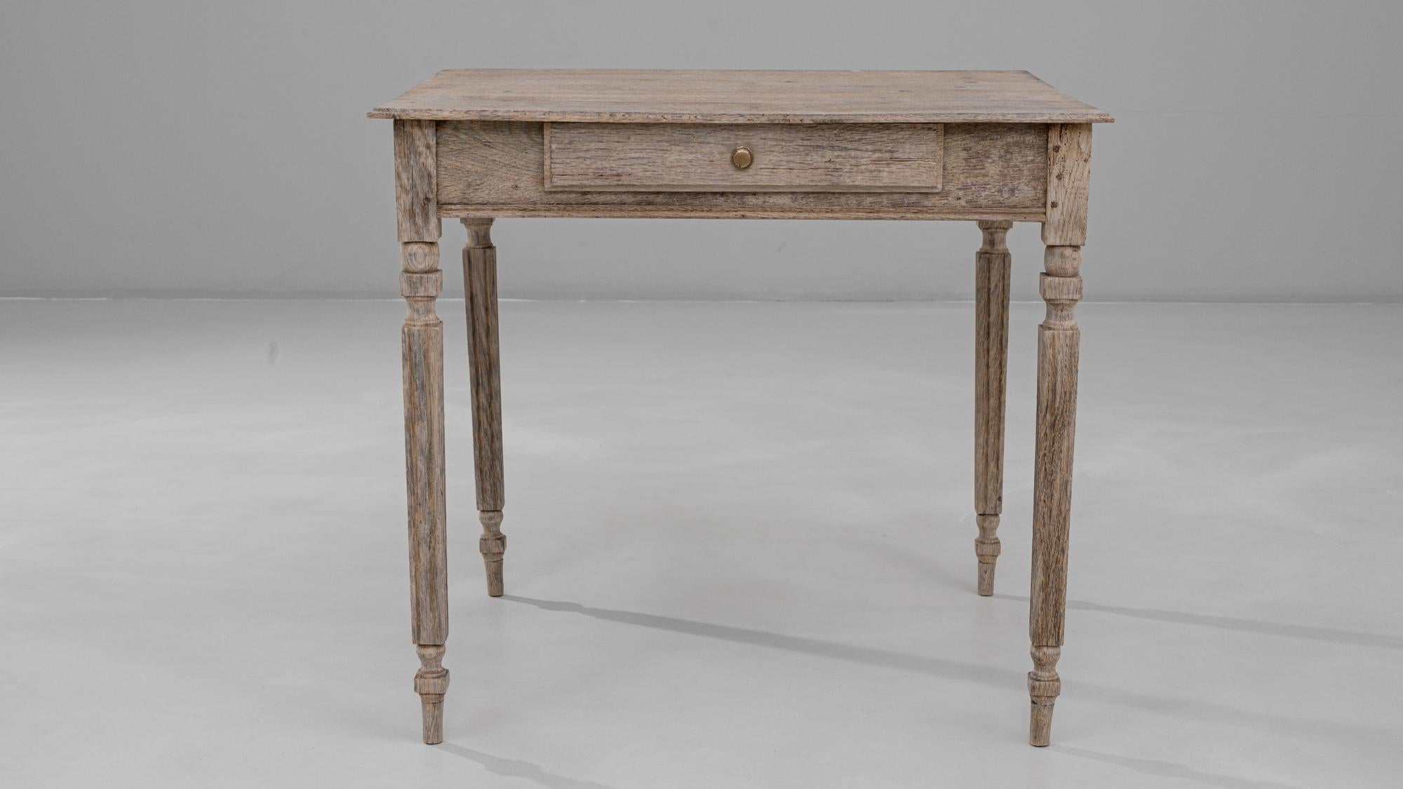 19th Century French Provincial Oak Side Table with Single Drawer For Sale 3