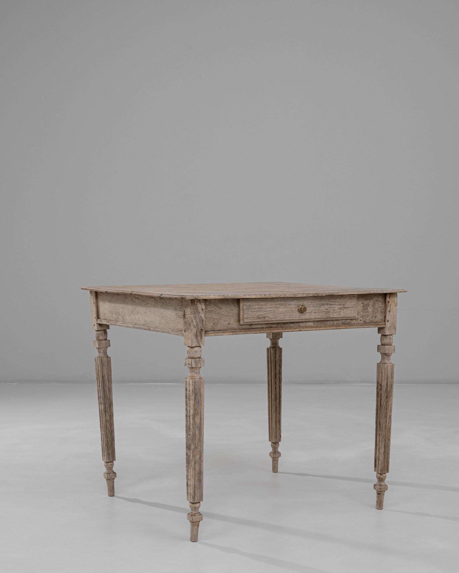 19th Century French Provincial Oak Side Table with Single Drawer For Sale 4