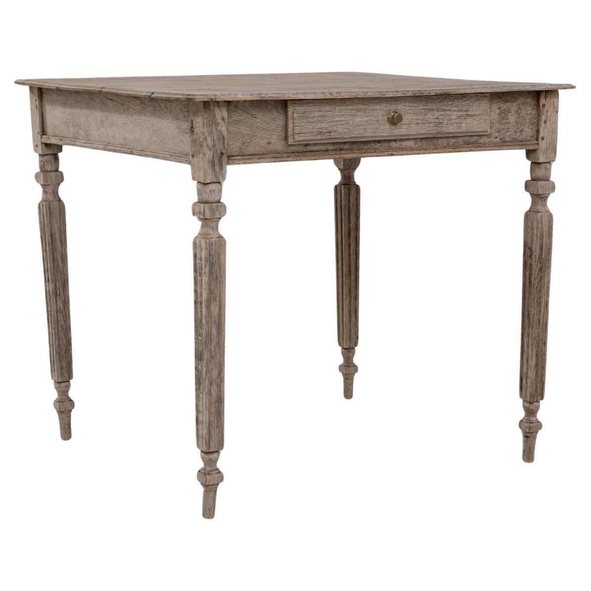 19th Century French Provincial Oak Side Table with Single Drawer