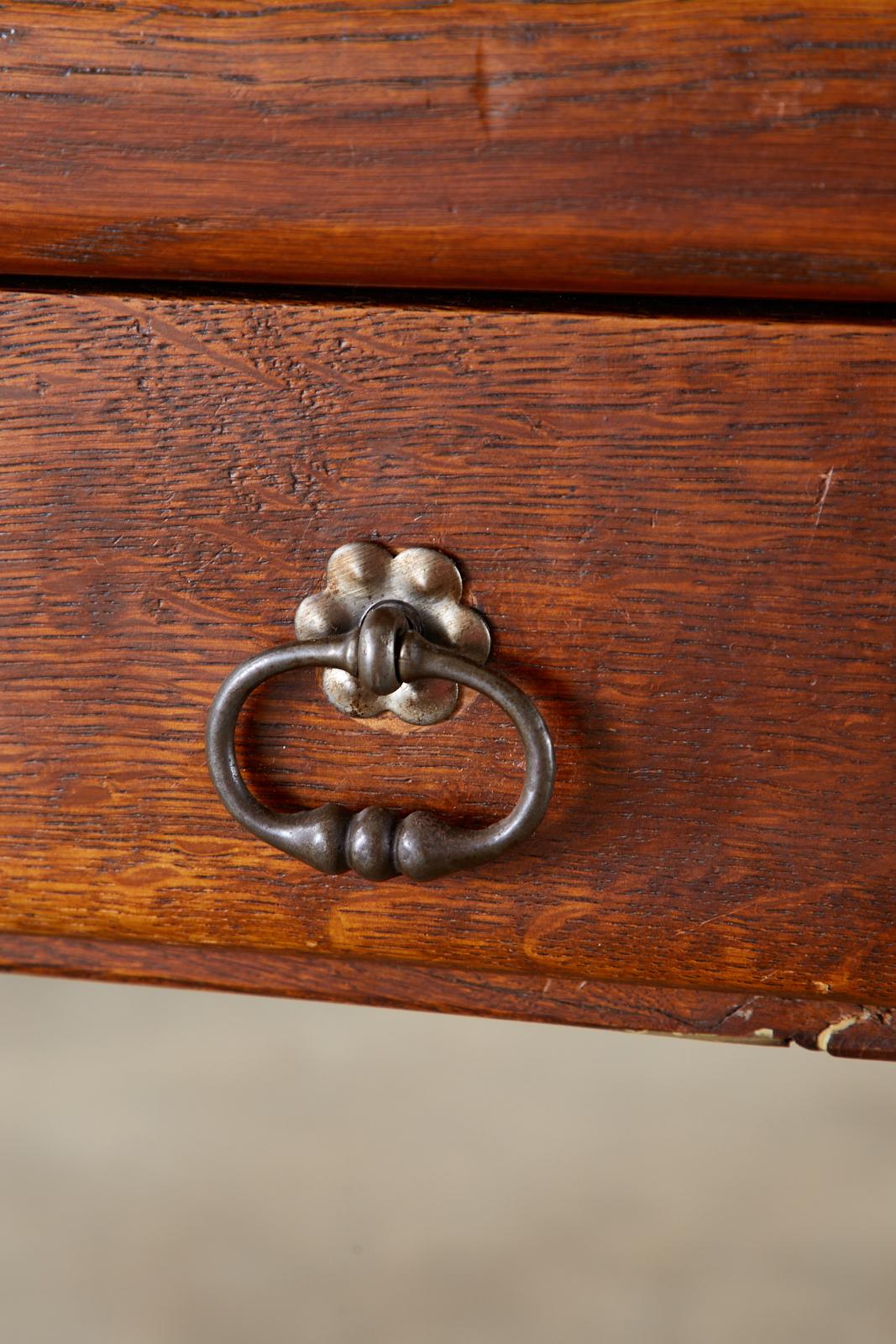 19th Century French Provincial Oak Trestle Farmhouse Dining Table 9