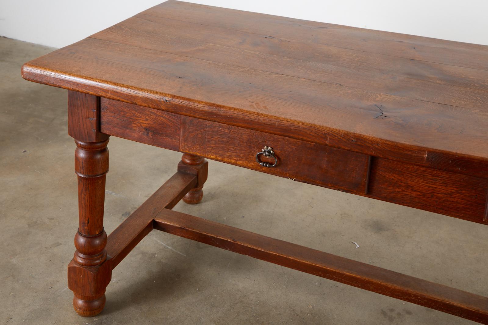 19th Century French Provincial Oak Trestle Farmhouse Dining Table 3