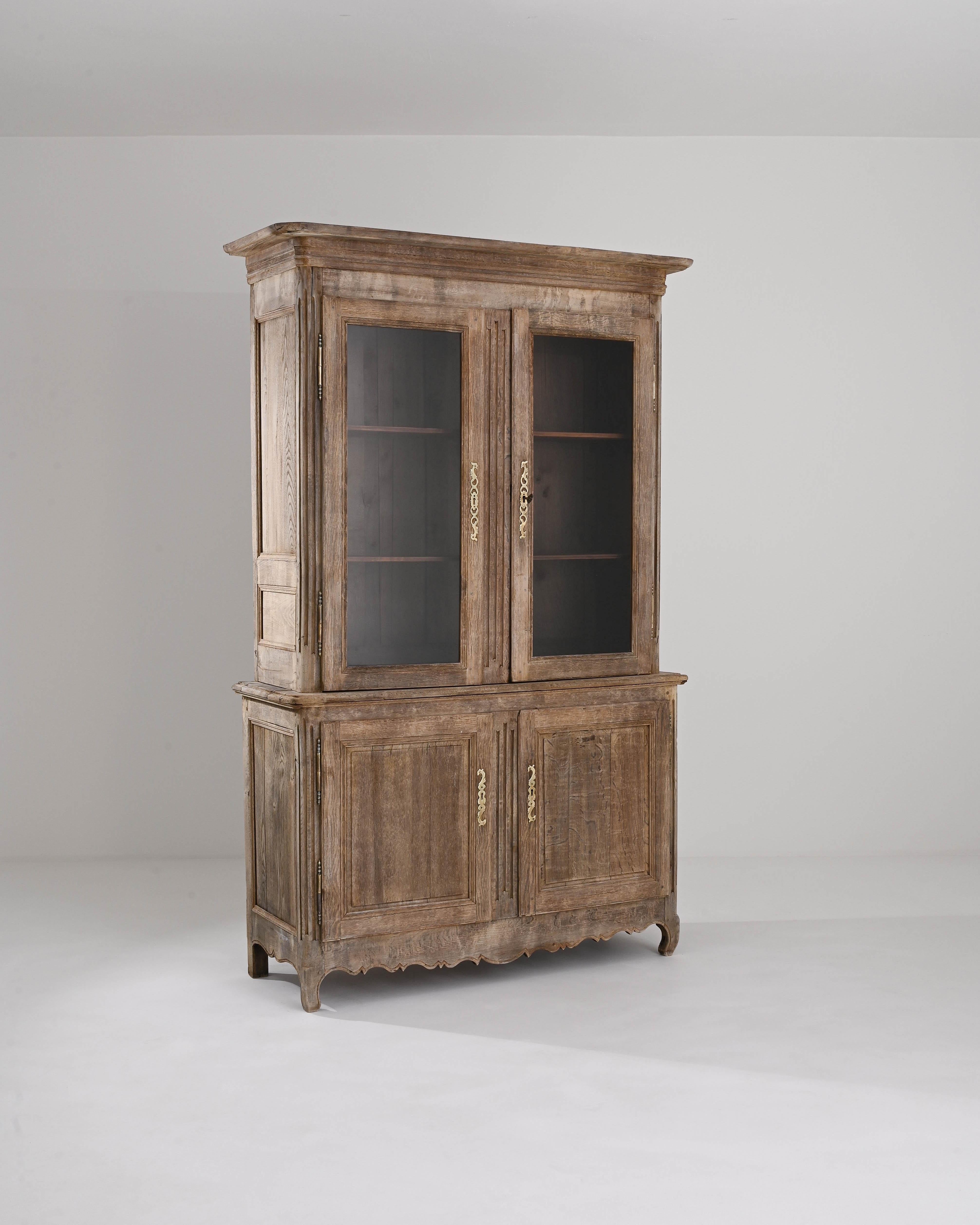 Glass 19th Century French Provincial Oak Vitrine For Sale