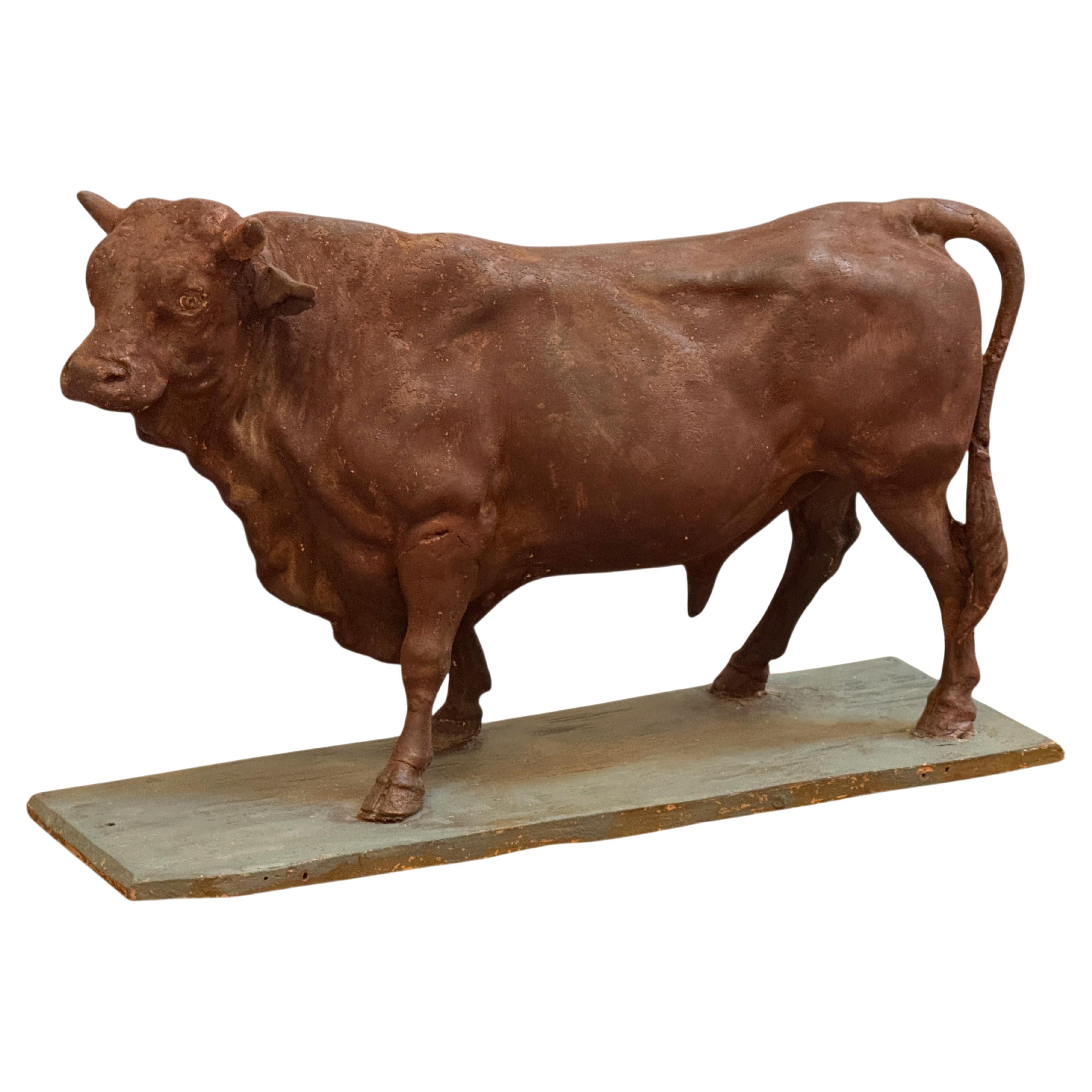 19th Century French Provincial "Papier Mache" Sculpture of a Bull