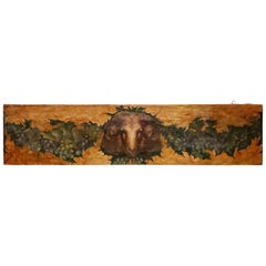 19th Century French Provincial Ram’s Head and Grape Garland Oil Painting