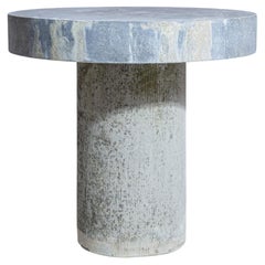 19th Century French Provincial Round Table, Blue-Gray Marble, Stone