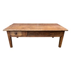 19th Century French Provincial Rustic Large Oak Coffee Table
