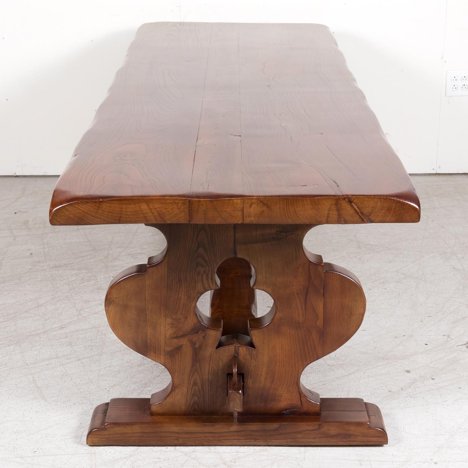 19th Century French Provincial Solid Chestnut Trestle Dining Table For Sale 13