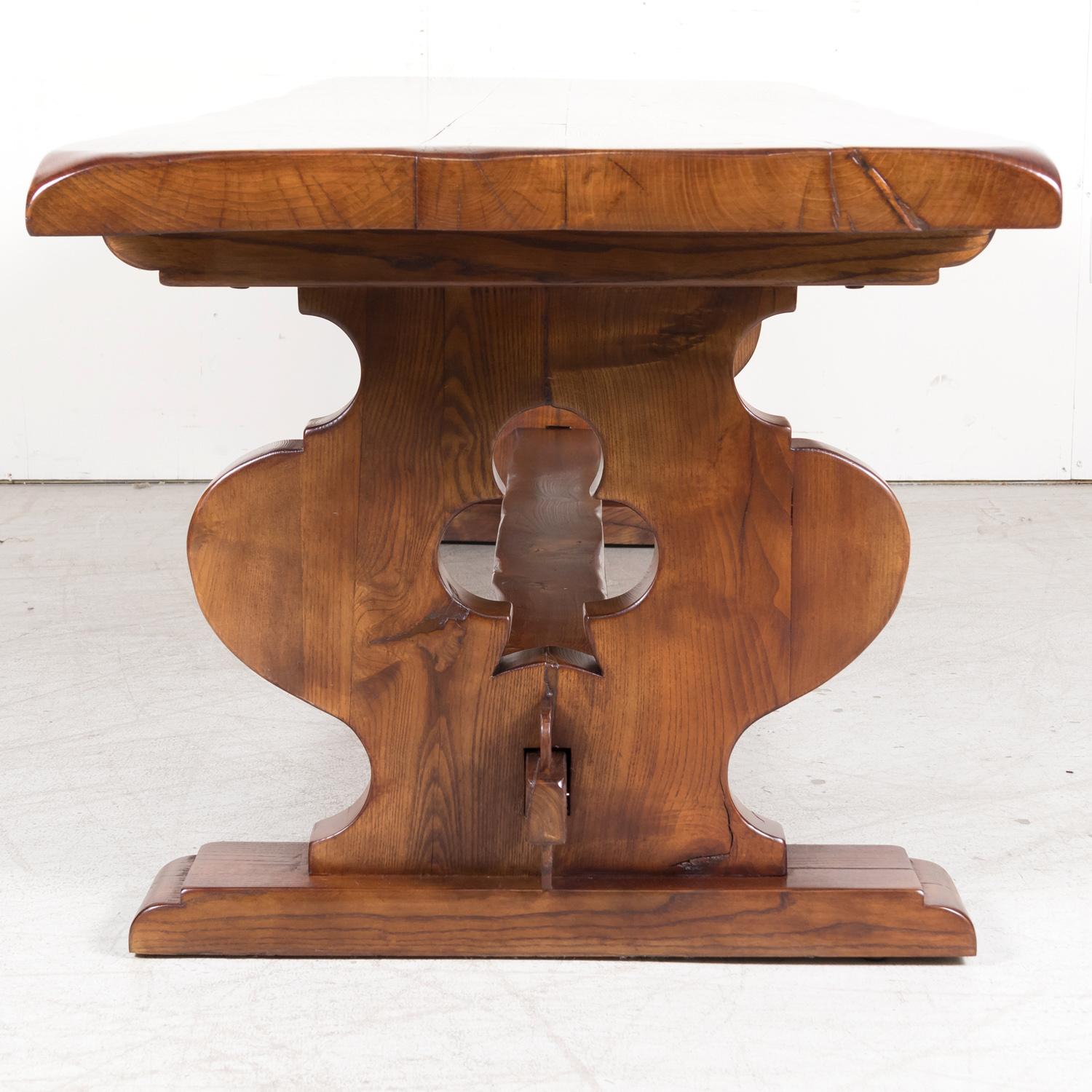 19th Century French Provincial Solid Chestnut Trestle Dining Table For Sale 14