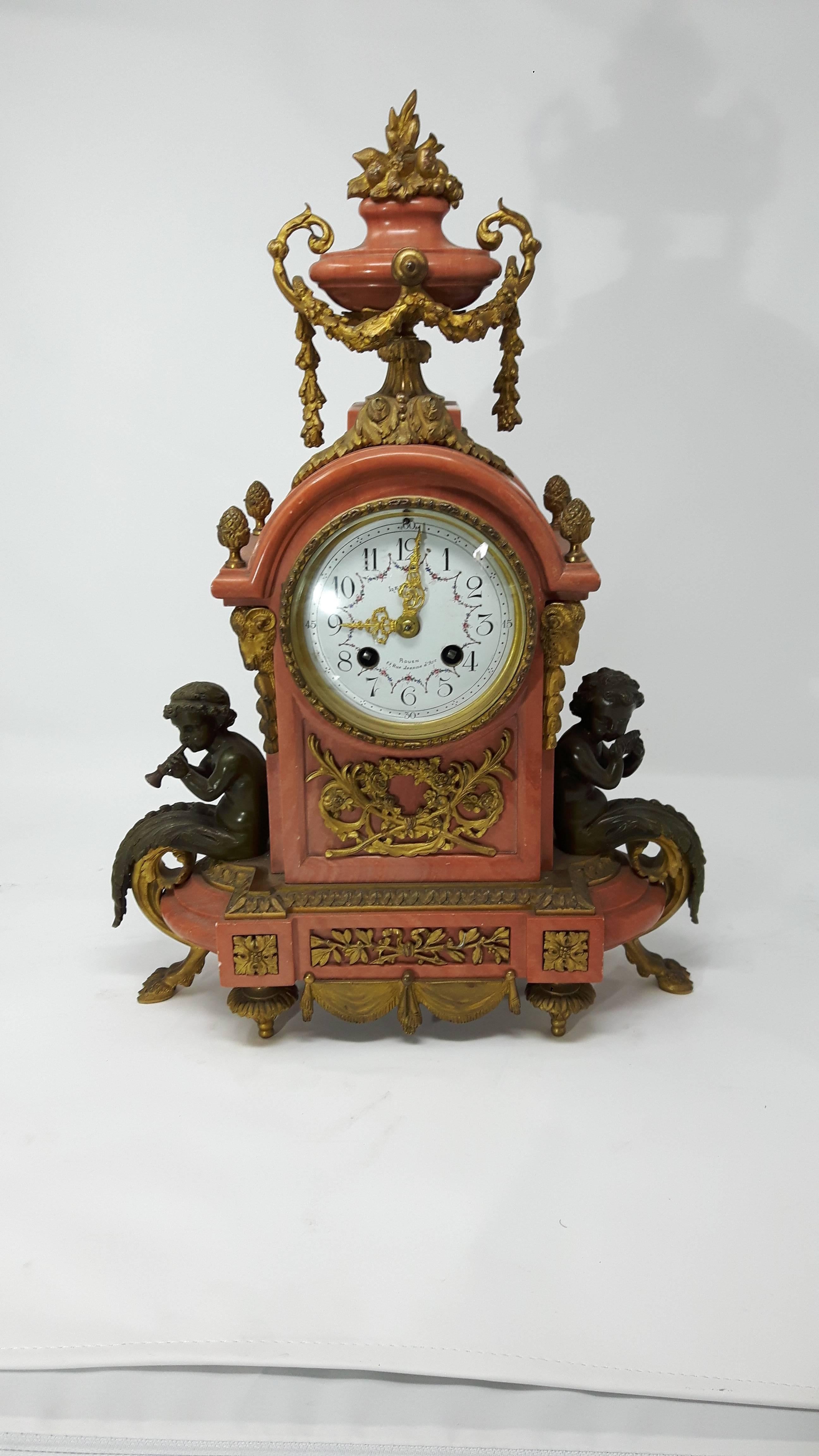 19th Century French Provincial Three-Piece Clock Set In Excellent Condition For Sale In London, GB