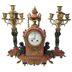 19th Century French Provincial Three-Piece Clock Set