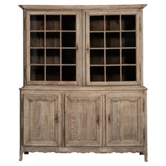 19th Century French Provincial Vitrine, Brown Wood & Glass Display