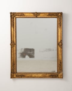 19th Century French Provincial Wall Mirror, Gilded Wood Frame, Antique