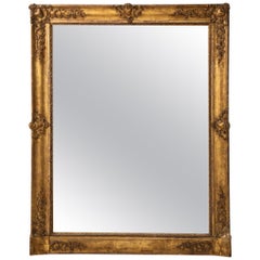 19th Century French Provincial Wall Mirror, Gilded Wood Frame, Antique