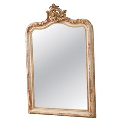 19th Century French Provincial Wall Mirror in Cream Gold Wood