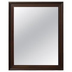 19th Century French Provincial Wall Mirror with Dark Walnut Frame