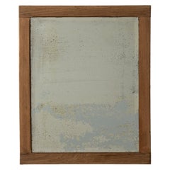 19th Century French Provincial Wall Mirror with Honey Oak Frame