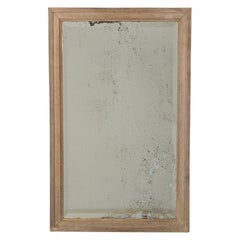 19th Century French Provincial Wall Mirror with Weathered Oak Frame